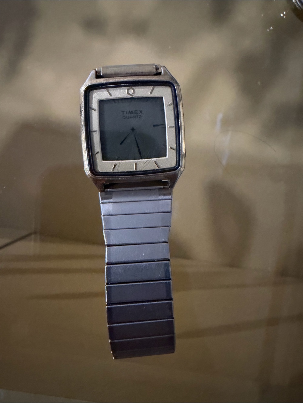 Timex Silver Square Analog Watch with Gray Dial